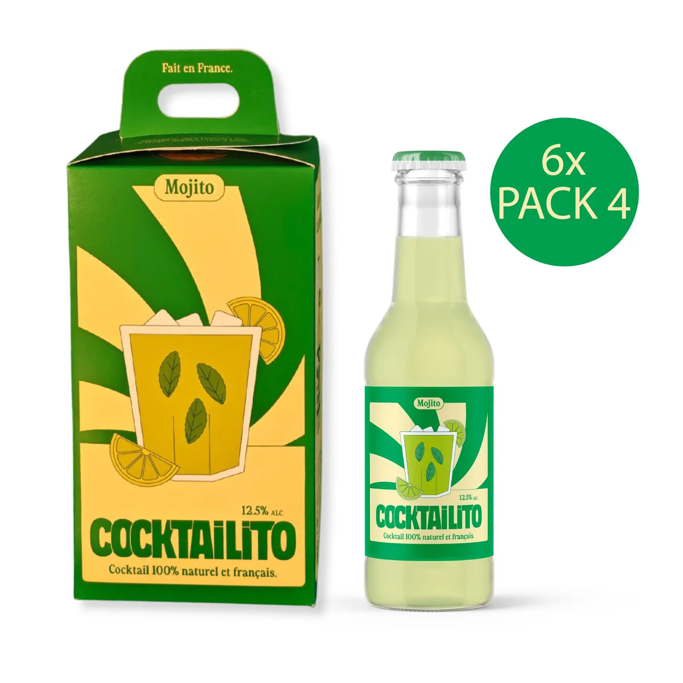 🍸 Mojito Premium – Cocktails prêts à boire (6 x Pack de 4)